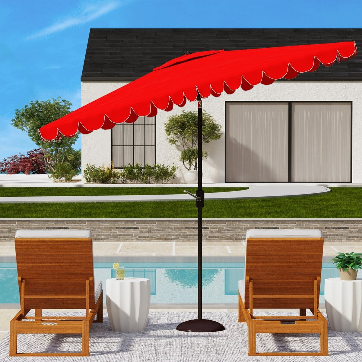Venice 6.5 X 10 Feet Rectangular Outdoor Crank Market Umbrella - A Sophisticated Shading Solution for Modern Outdoor Spaces