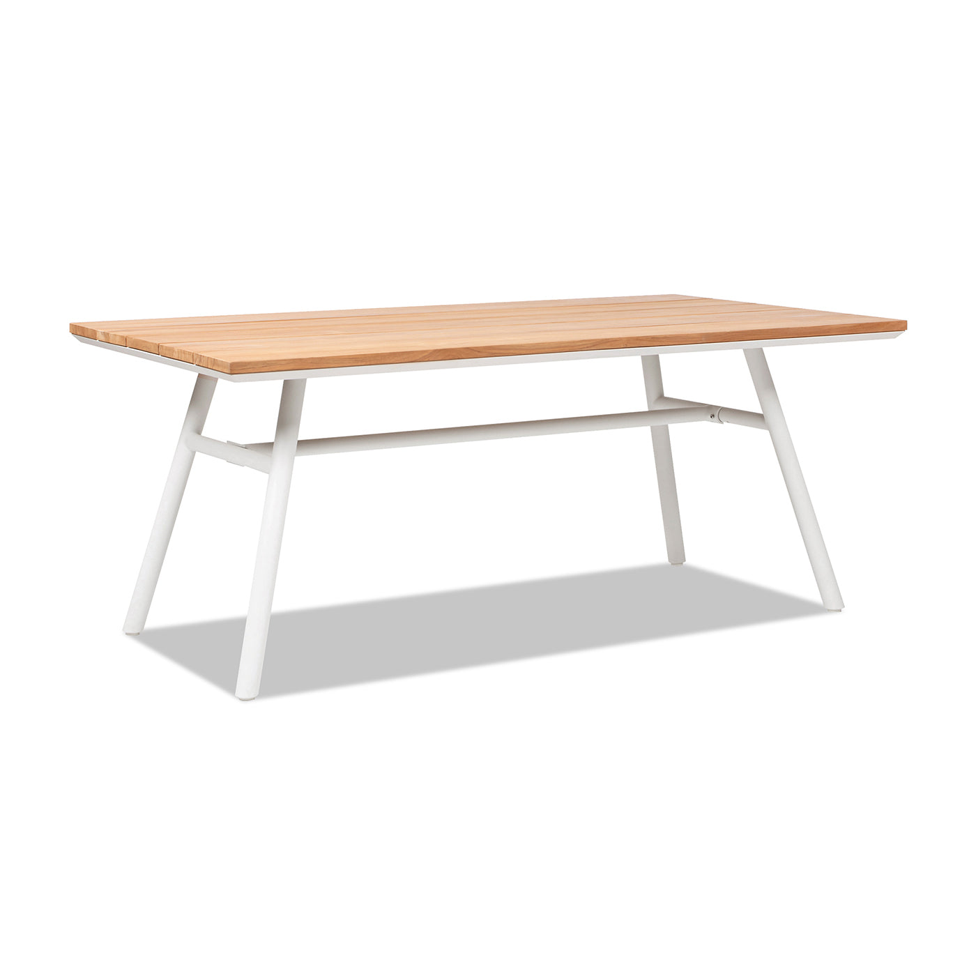 Exquisite 6-Person Teak and Aluminum Outdoor Patio Dining Table with 71-Inch Length and Natural Finish