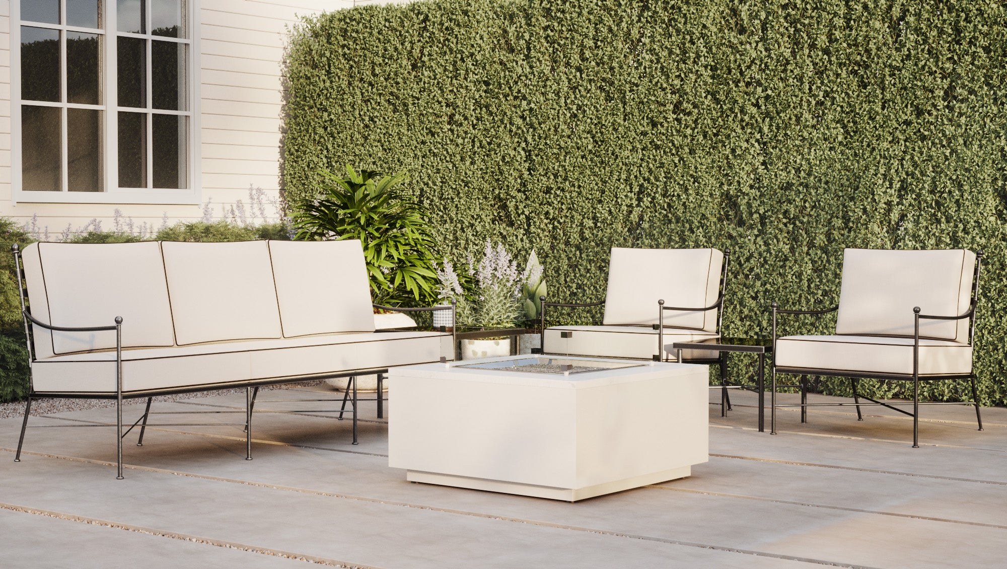 Provence Outdoor Sofa: Weather-Resistant Wrought Iron with Timeless Elegance