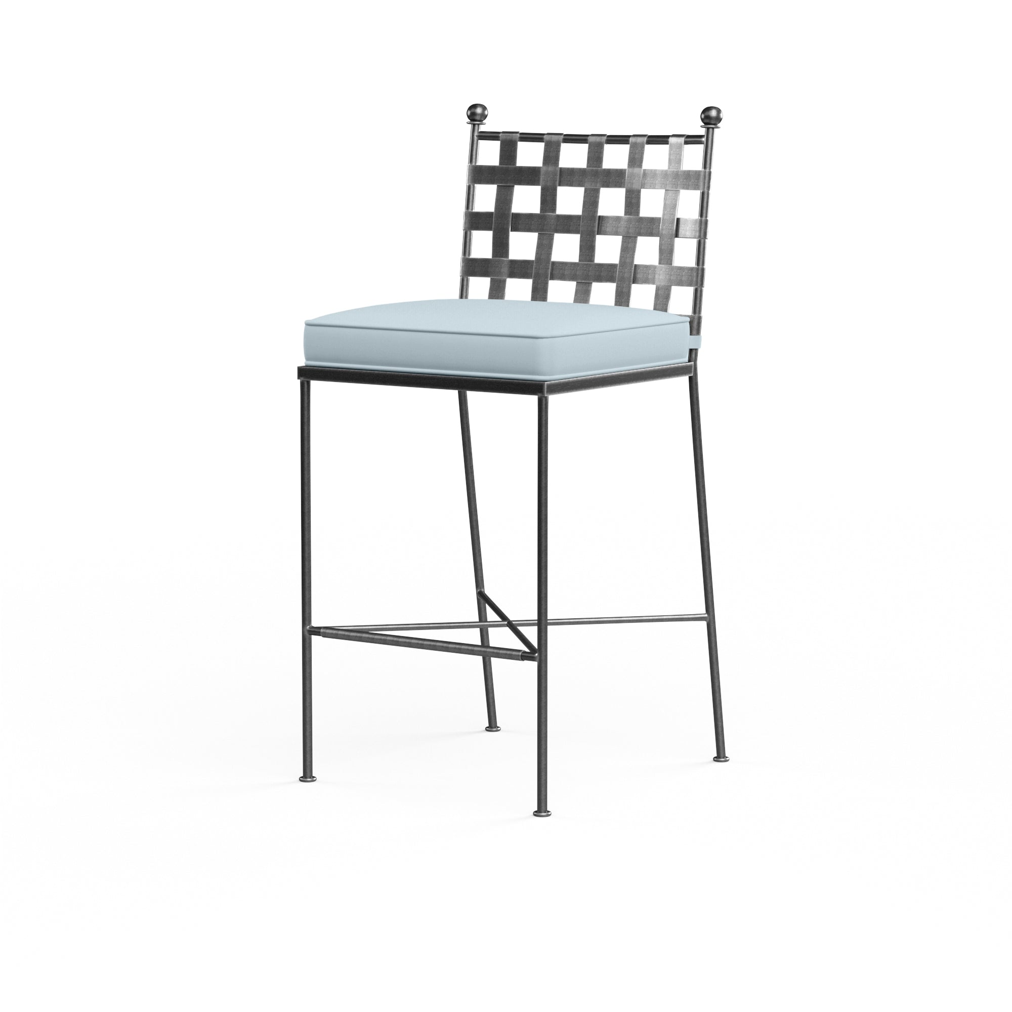 Provence Barstool - Elegant Wrought Iron Design with Comfort Cushions and Timeless Pewter Finish