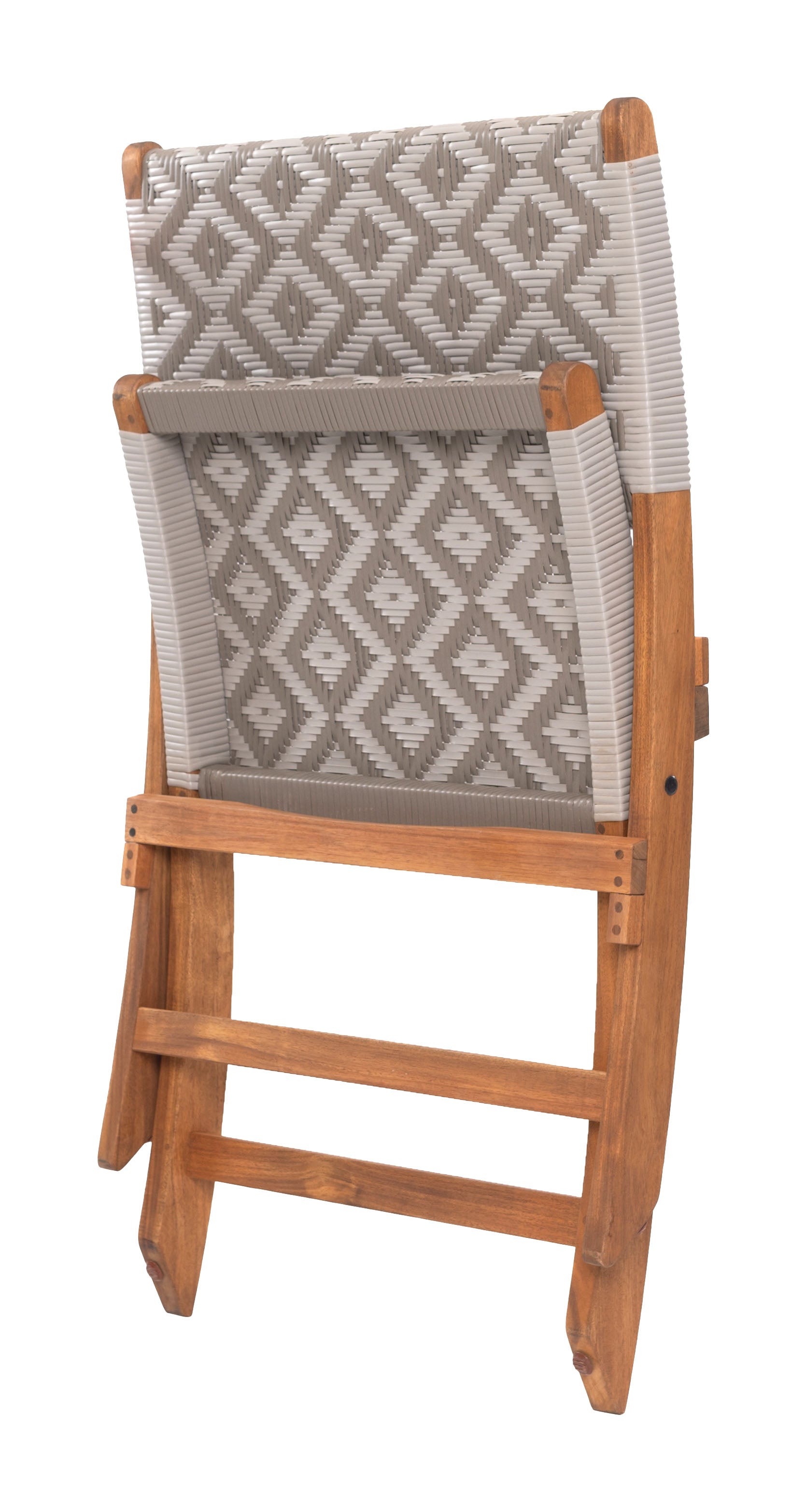 Modern Outdoor Tide Lounge Chair with Durable Acacia Wood Frame & Weather-Resistant Weave