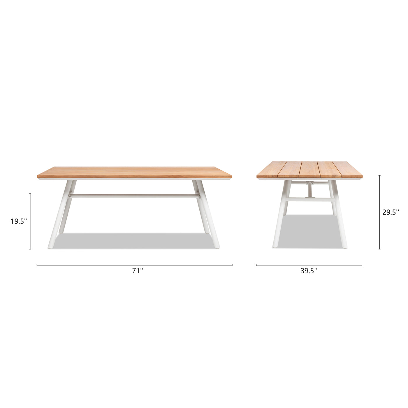 Exquisite 6-Person Teak and Aluminum Outdoor Patio Dining Table with 71-Inch Length and Natural Finish
