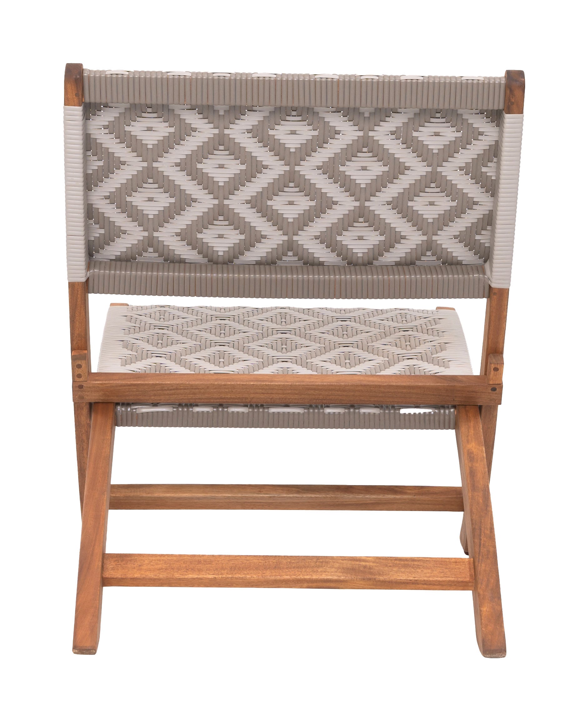 Modern Outdoor Tide Lounge Chair with Durable Acacia Wood Frame & Weather-Resistant Weave
