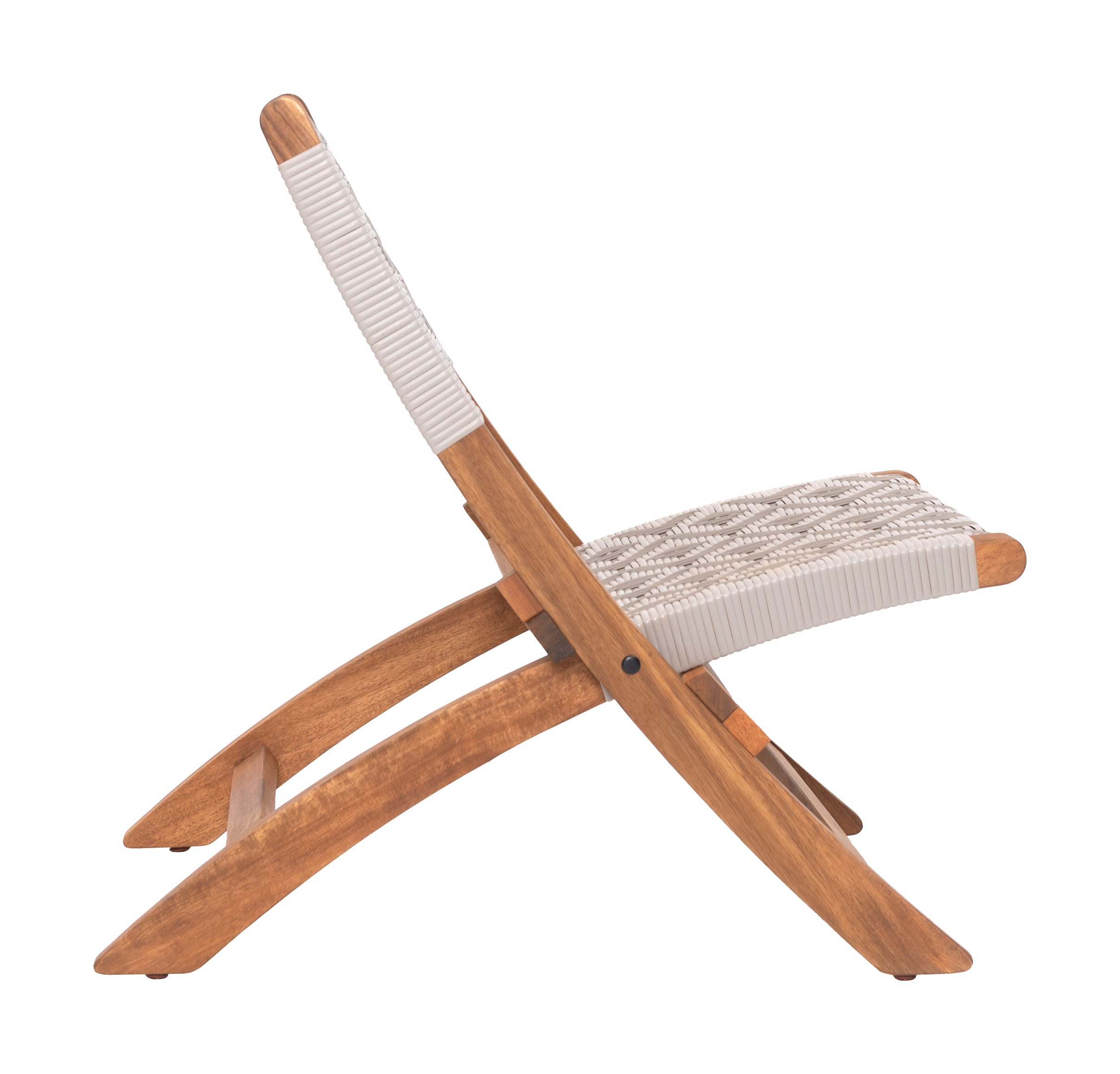 Modern Outdoor Tide Lounge Chair with Durable Acacia Wood Frame & Weather-Resistant Weave