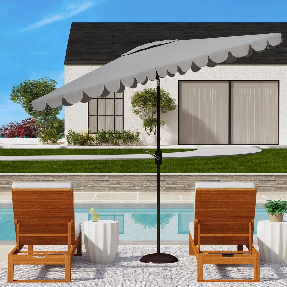 Venice 6.5 X 10 Feet Rectangular Outdoor Crank Market Umbrella - A Sophisticated Shading Solution for Modern Outdoor Spaces